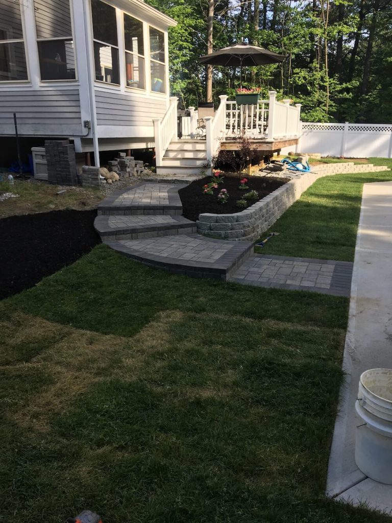 Retaining wall with flower bed Bedford, NH Picture 22