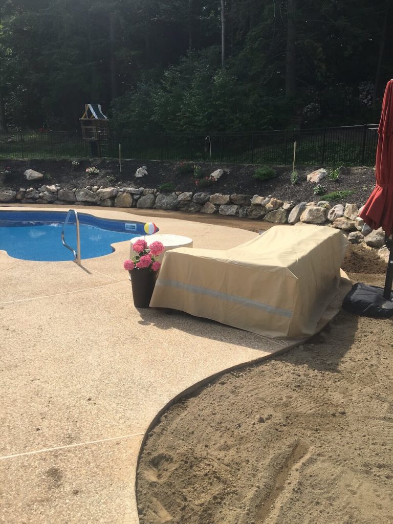 Pool view, grading of land, loam