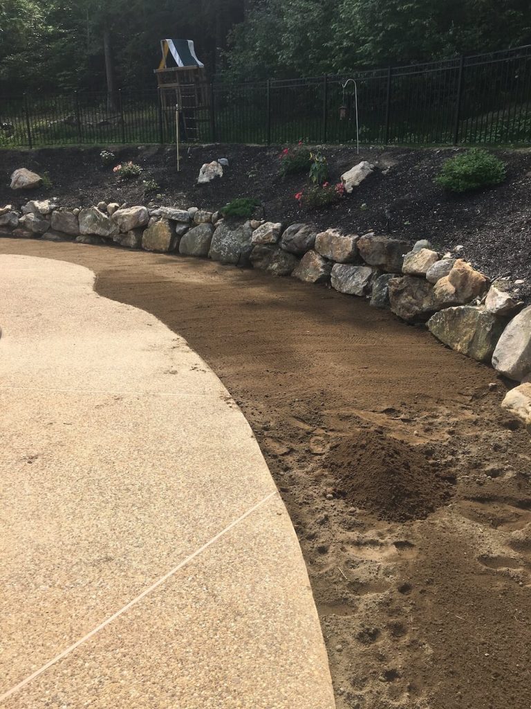 Grading by pool, loam