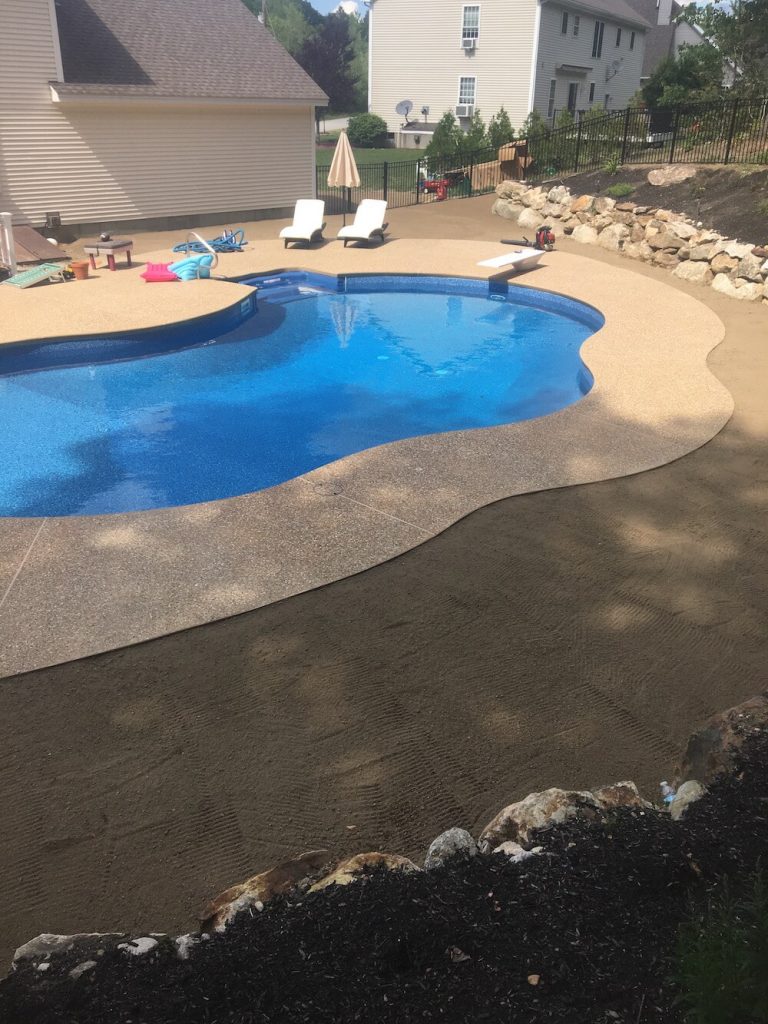 Grading loam around pool